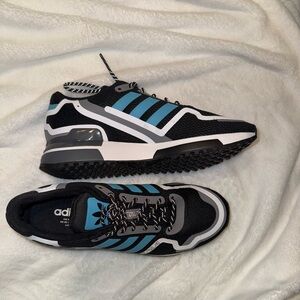 Adidas Men's Black and Teal Sneakers